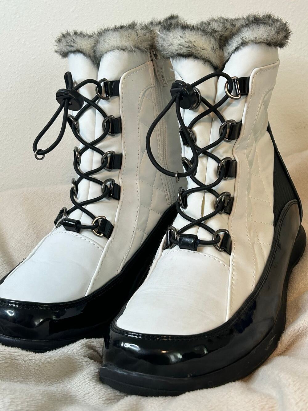 Sporto Adele Black & White Faux Fur Snow Boots, Women’s 9M